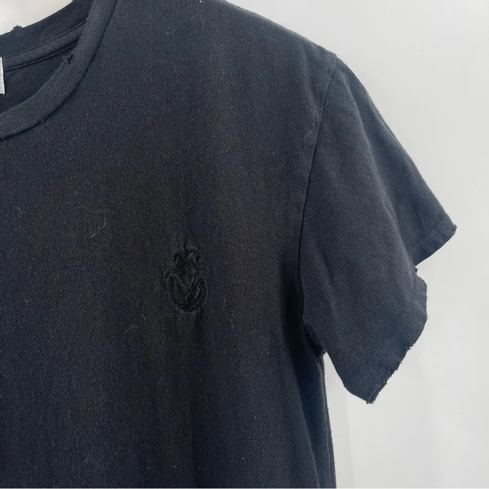 WILDFOX Small Dress Maxi Black Embroidered Logo High Side Slits Cotton Long - Image 5