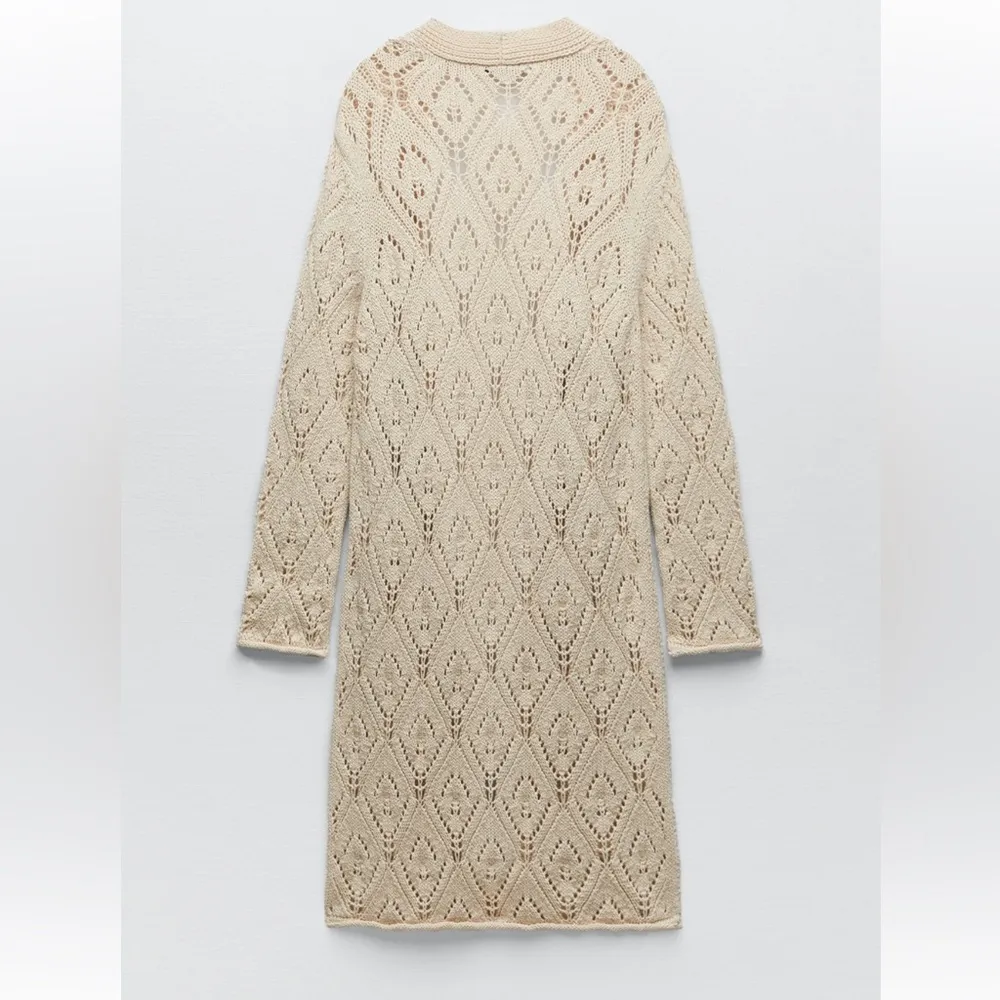 Zara long pointelle knit cardigan - Image 9