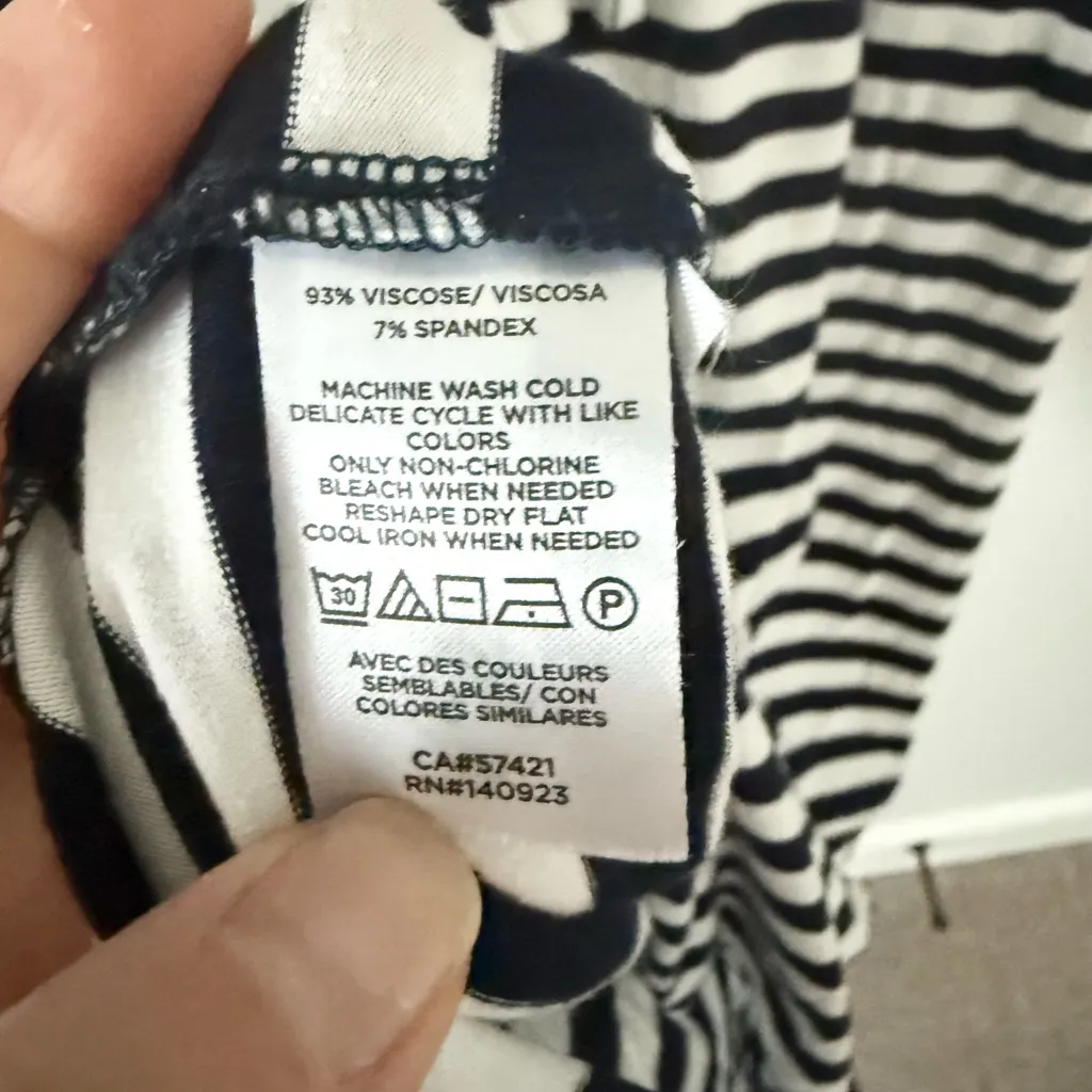 LOFT Beach Short Sleeve Midi Dress in Black and White Striped Size XS - Image 4