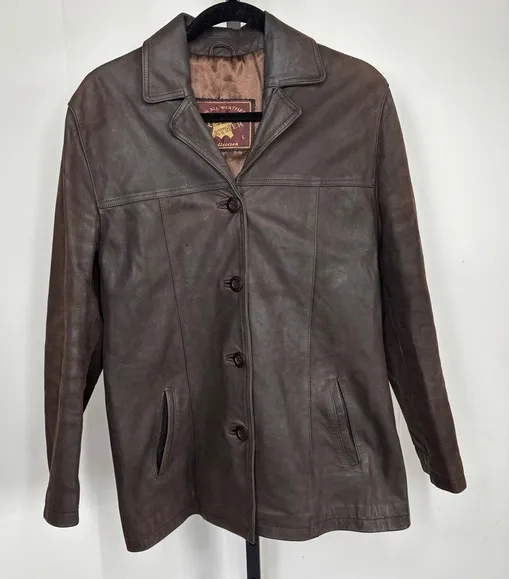 Vintage German Real Leather Echtes Leder Women’s Jacket Brown Sz L Waxed Size L - Image 1