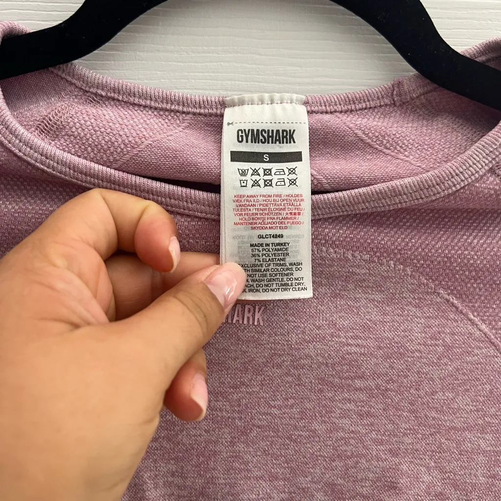 Gymshark Flex Crop Top Long Sleeve Active Deep Blush/White Size Small - Image 7