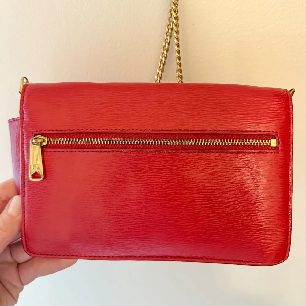 Lauren Ralph Lauren Small textured Vegan Leather Gold Chain Crossbody Bag - Image 5