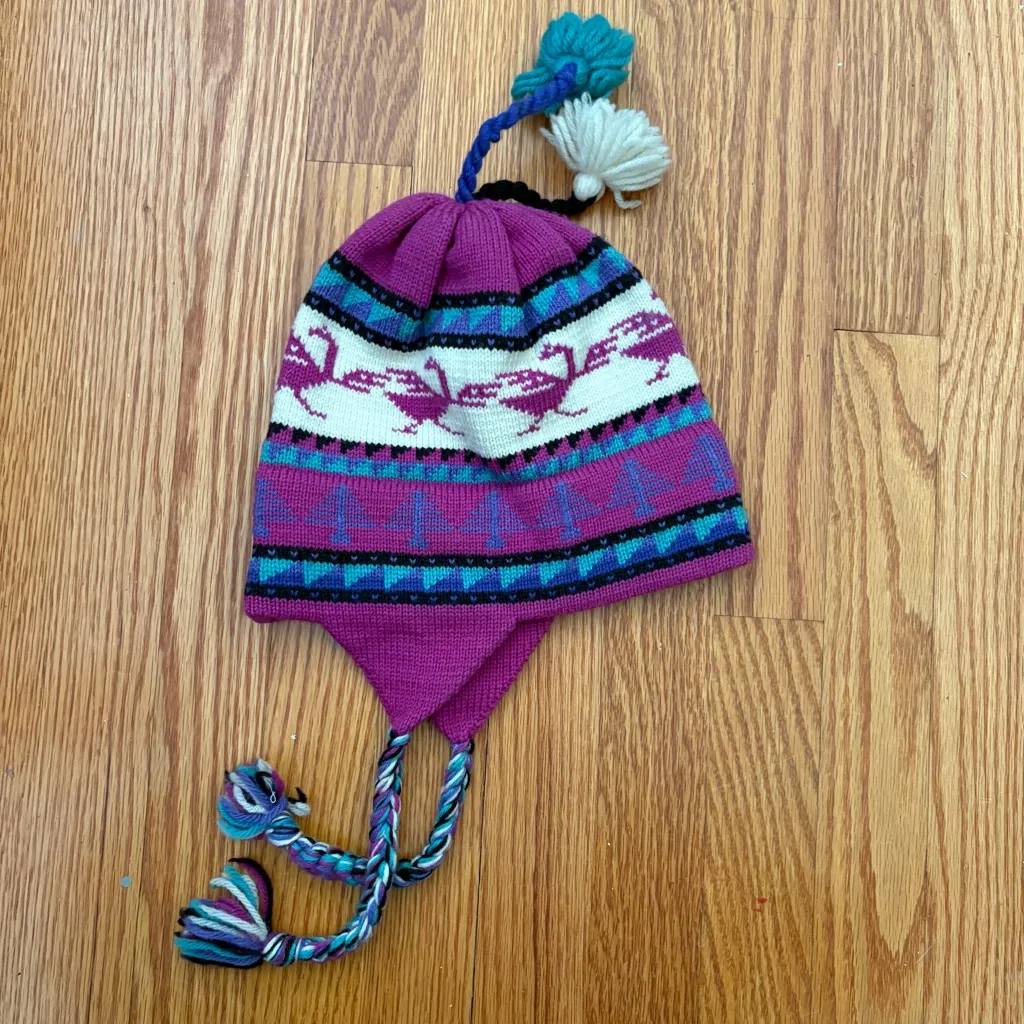 Mountain Ladies & Ewe Warm Hat Tassels Eat Covers 100% Wool Vintage USA Vermont Green - Image 5