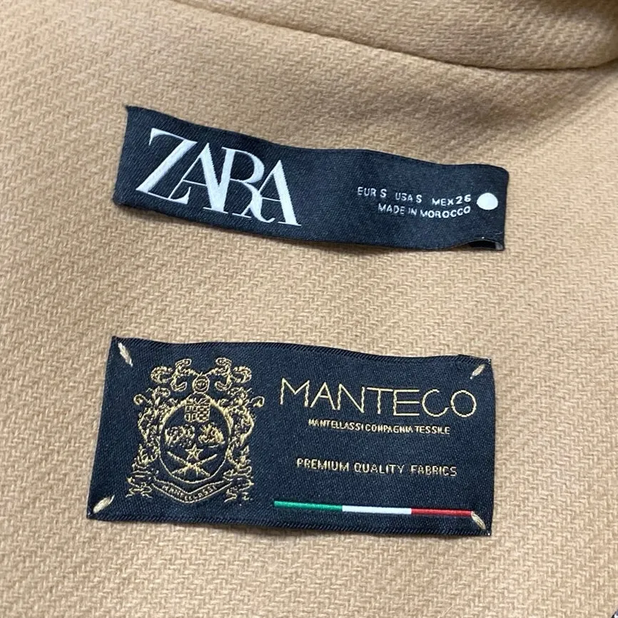 Zara Brown Faux Suede Notch Collar Button Long Sleeve Trench Overcoat Jacket S - Image 3