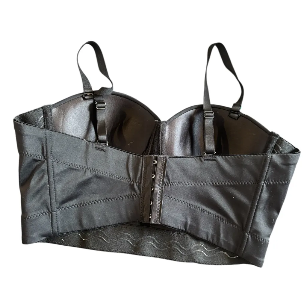 Custom Made Bralette/Bustier Sz M 3D Floral Black Pastels Molded Underwire Cups Size M - Image 3