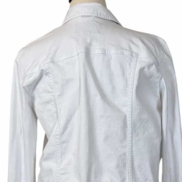 Banana Republic Classic Cropped Bright White Jean Denim Jacket Women’s Size XL - Image 10