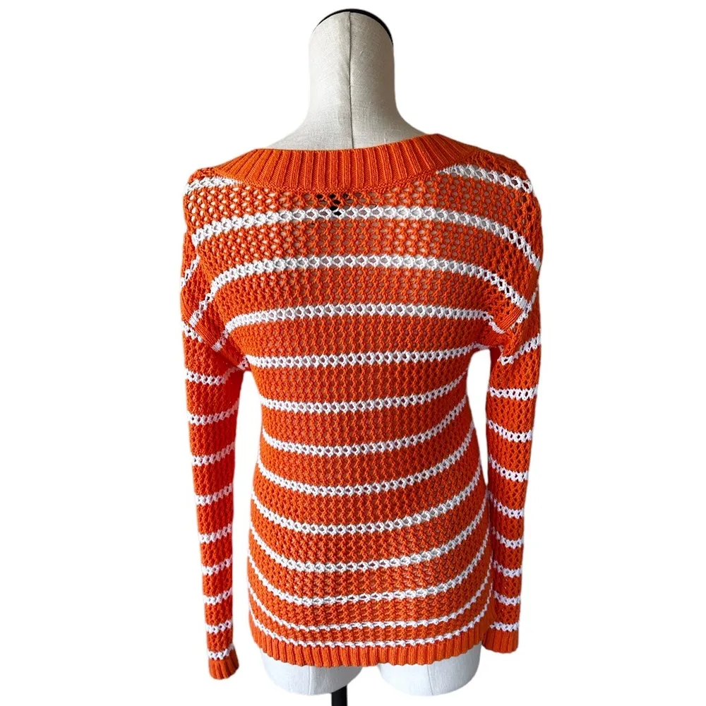 NWOT Talbots Open Weave Long Sleeve Sweater Striped - Image 6