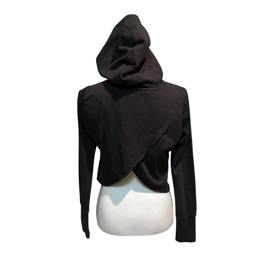 Gymshark XS Gray Open Back Crossover Hoodie Long Sleeve‎ Cropped Sweatshirt - Image 2