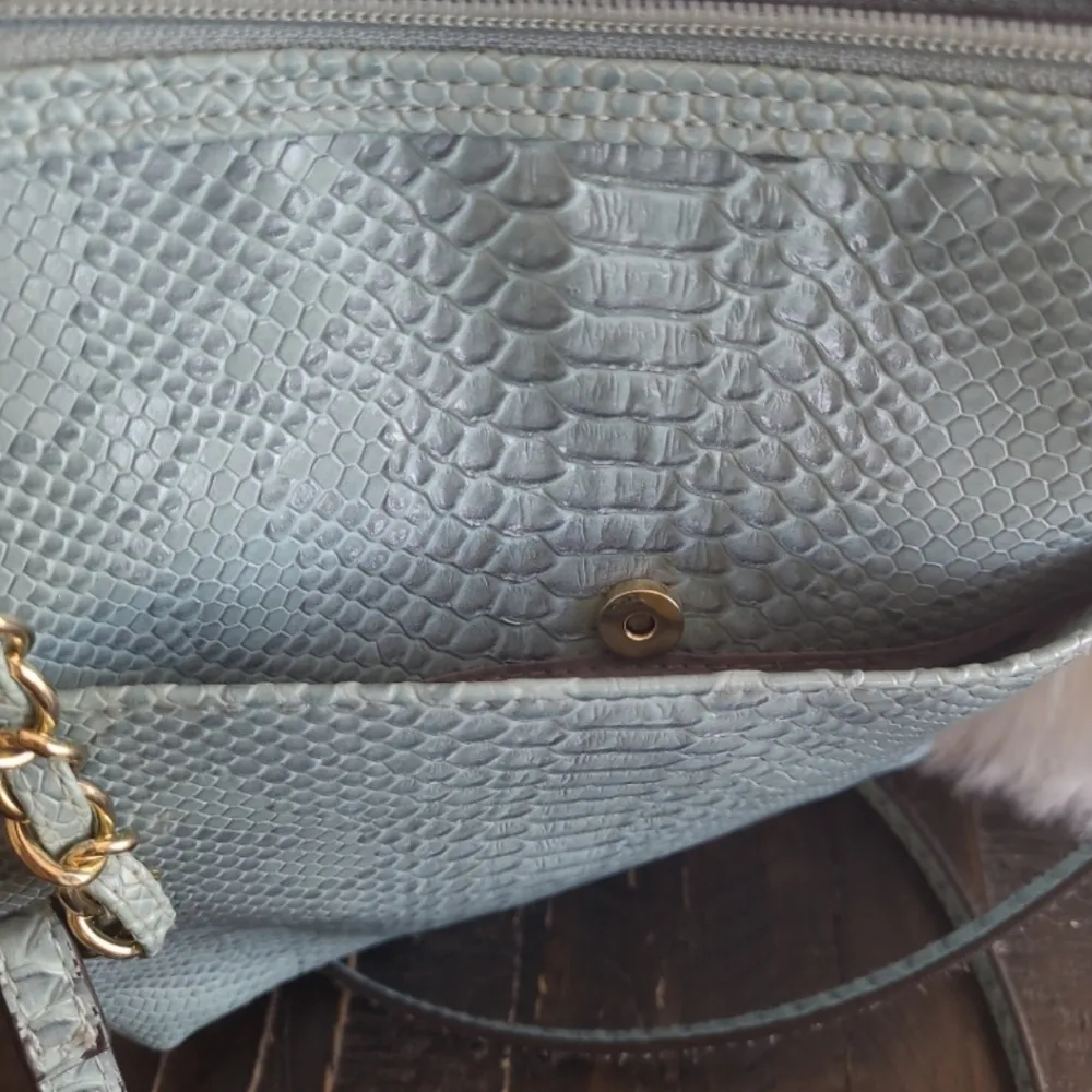 Nicole Miller Faux Leather Purse Crossbody Blue - Image 5