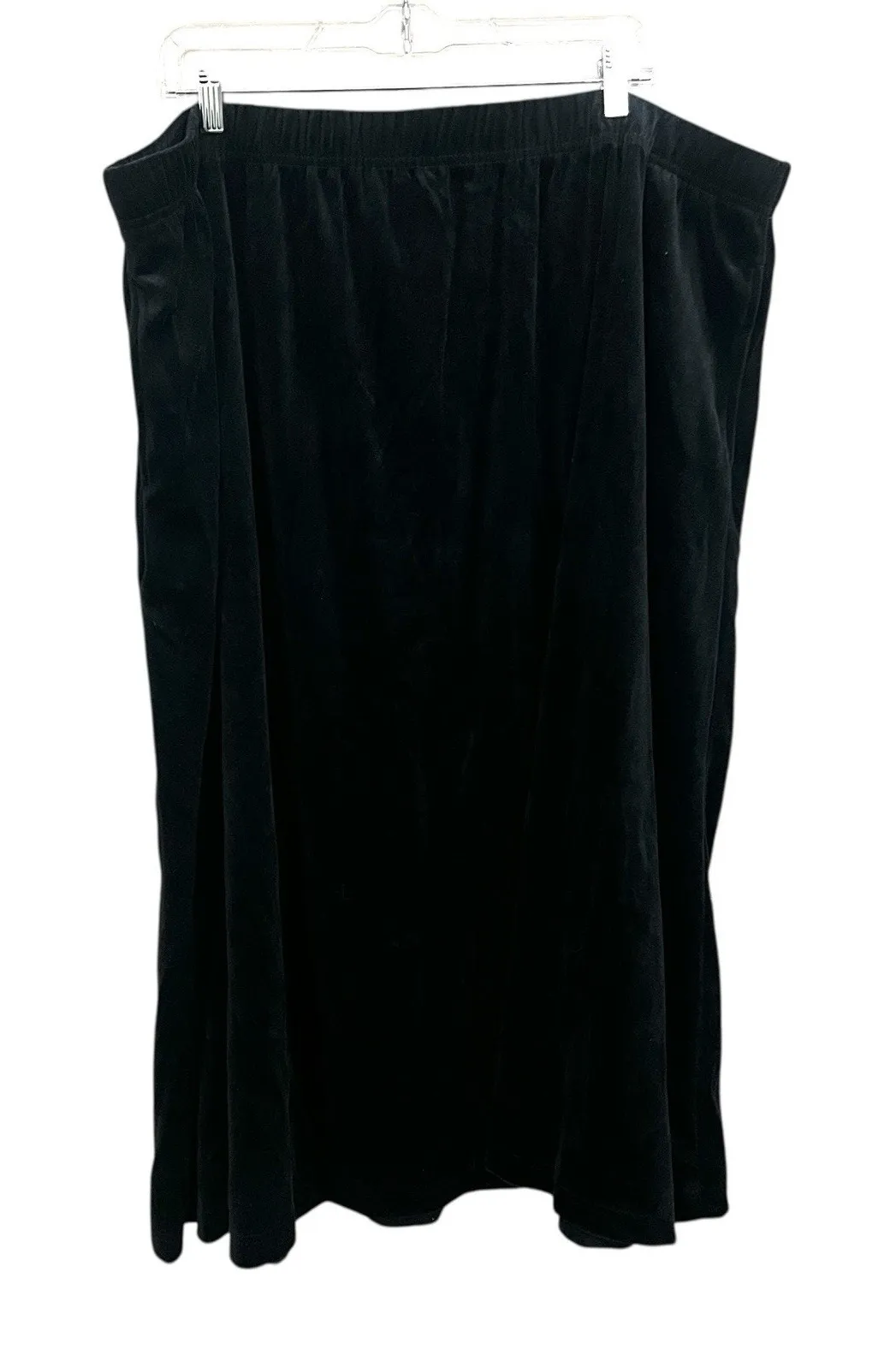 Woman Within Black Velvet Midi Skirt Size 26 / 28 Pull On Elastic Dark Romantic - Image 1
