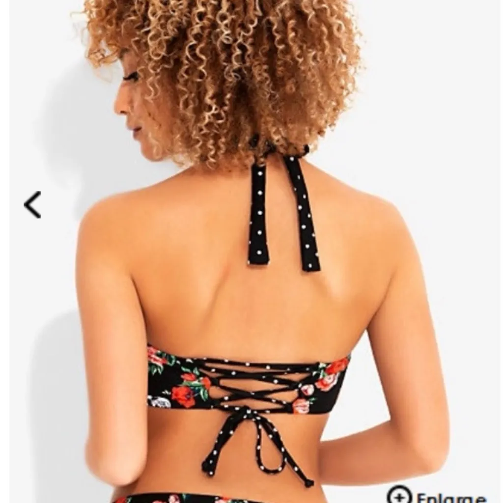 Hot Topic Midnight Hour Skull & Polka Dot & Roses Bikini Top XXL - Image 2