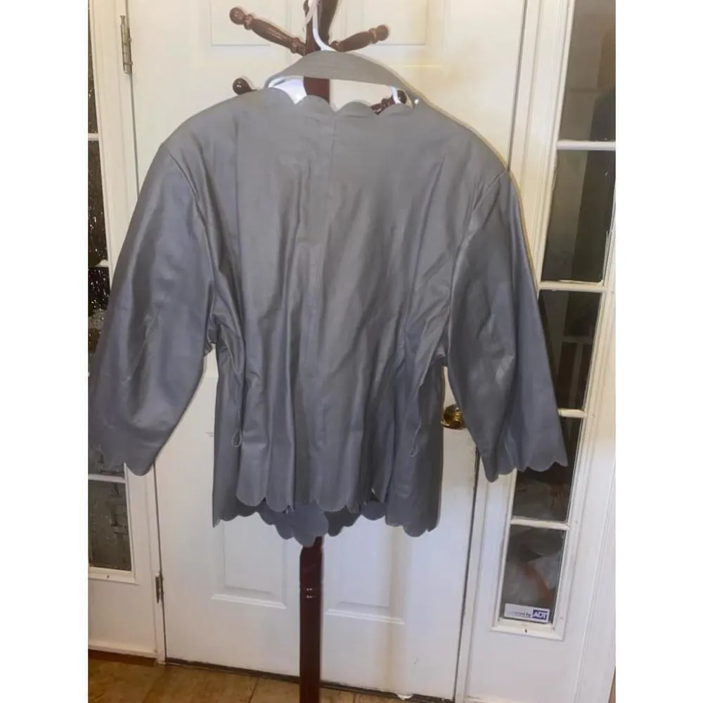 Terry Lewis Luxuries grey leather jacket with belt size 2X Gray - Image 6