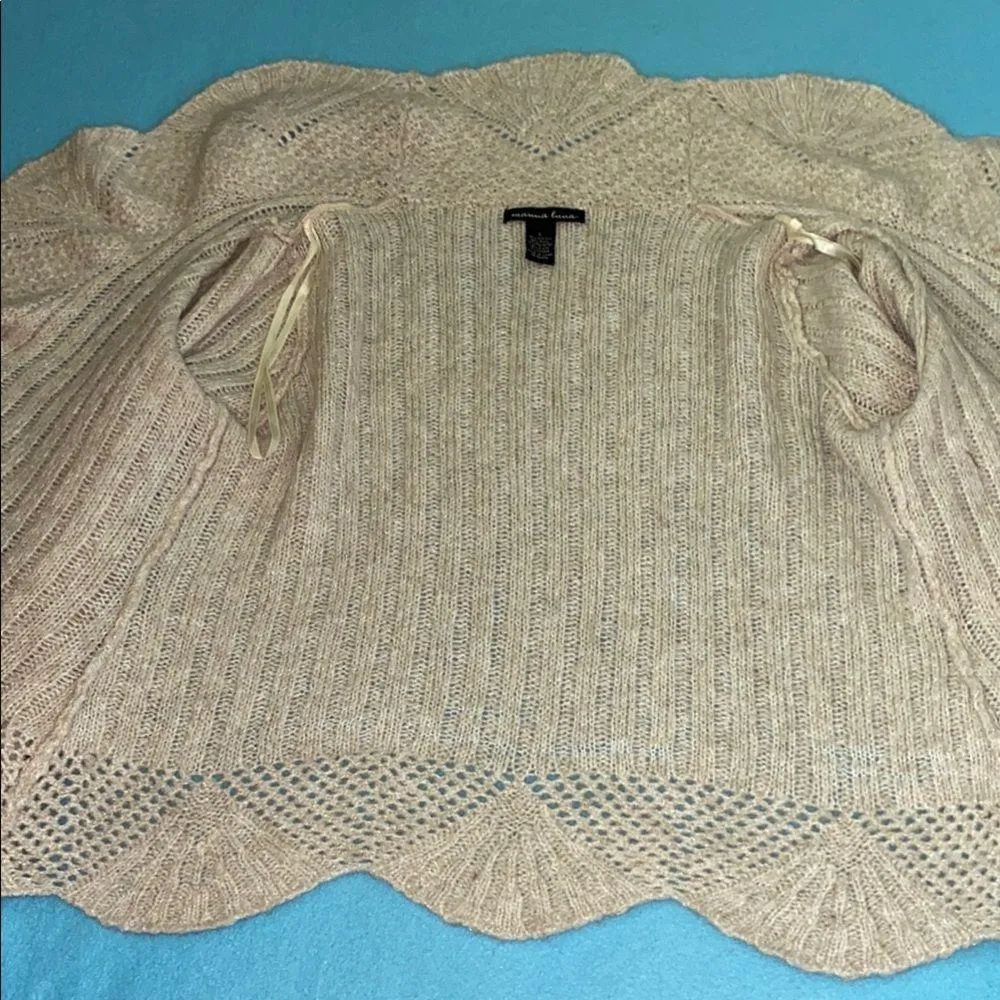 MARINA LUNA cardigan wool mohair blend scalloped knit long sleeve NEW size L Size L - Image 3