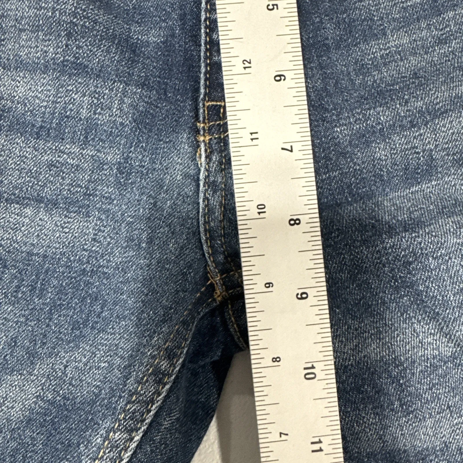 KanCan Women's Distressed Mid Rise Skinny Jeans Size 26 Denim Raw Hem Destroyed Blue - Image 11