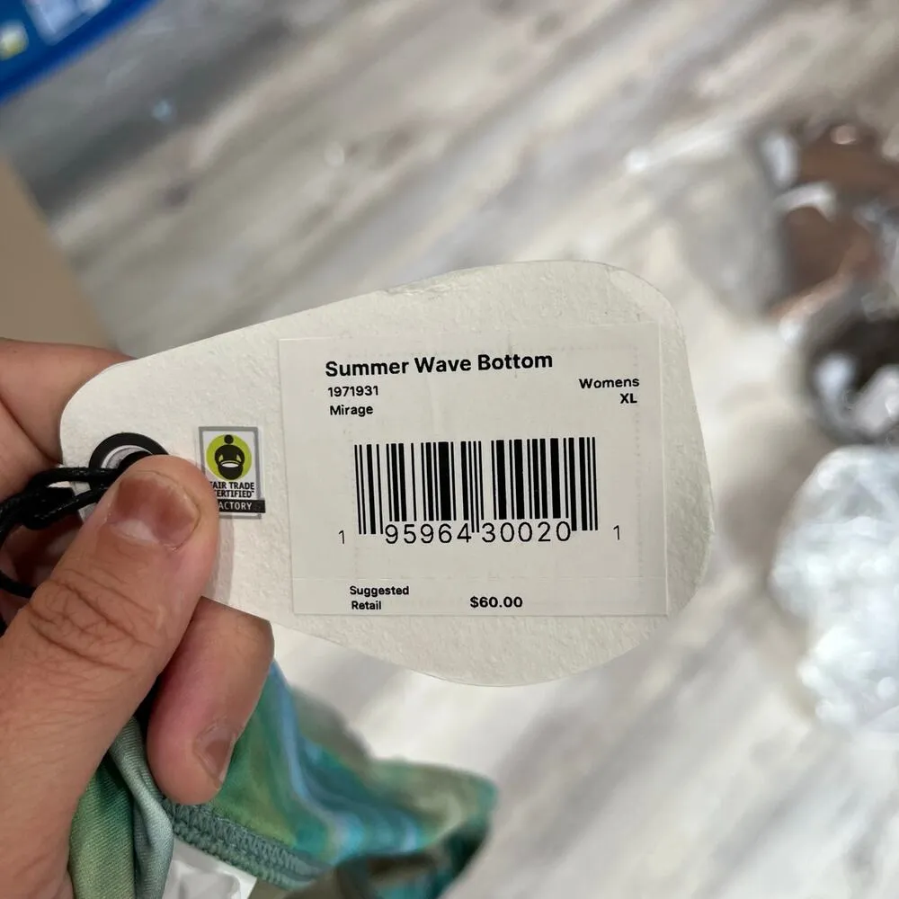 New! Prana Summer Waves Bikini Bottom Mirage Green Women's Size XL Sporty - Image 3