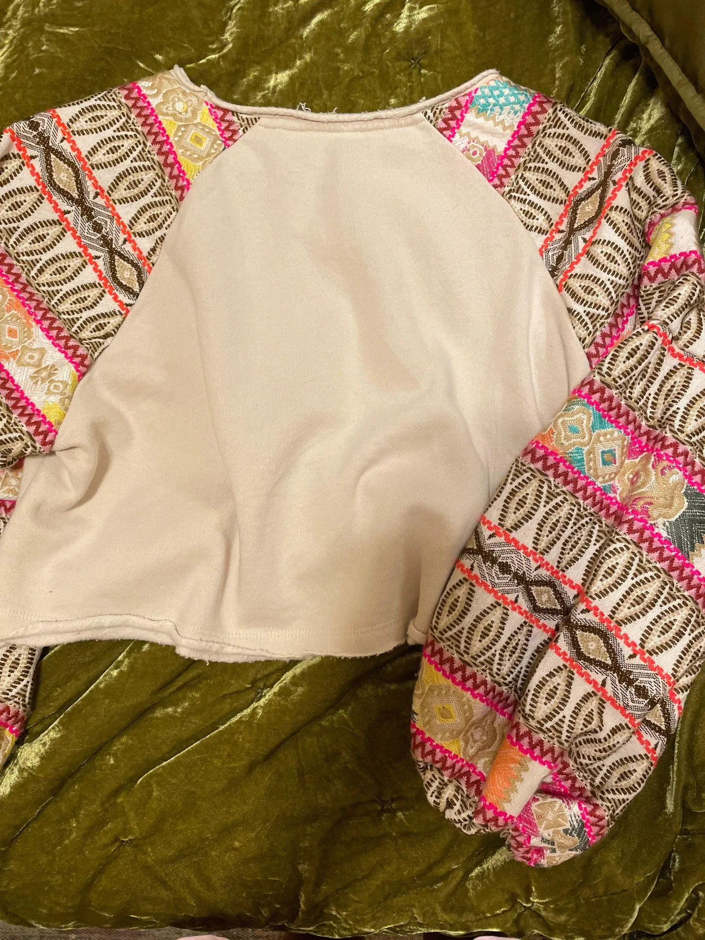 Free People Gone Global Jacquard Balloon Sleeve Boho Top - Image 2