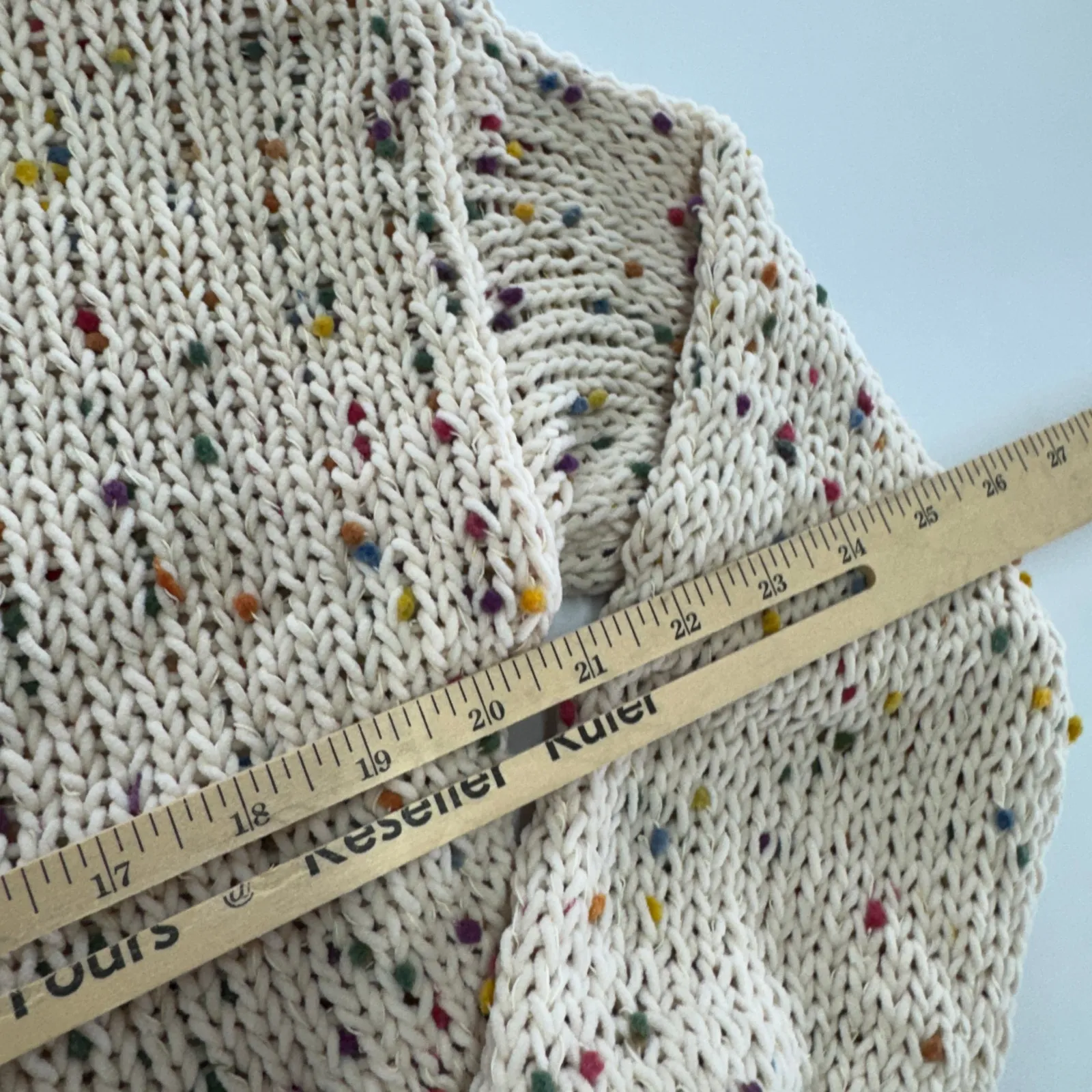 Tularosa Sweater Womens X Small Cream Confetti Distressed‎ Chenille Knit Pom Pom - Image 11