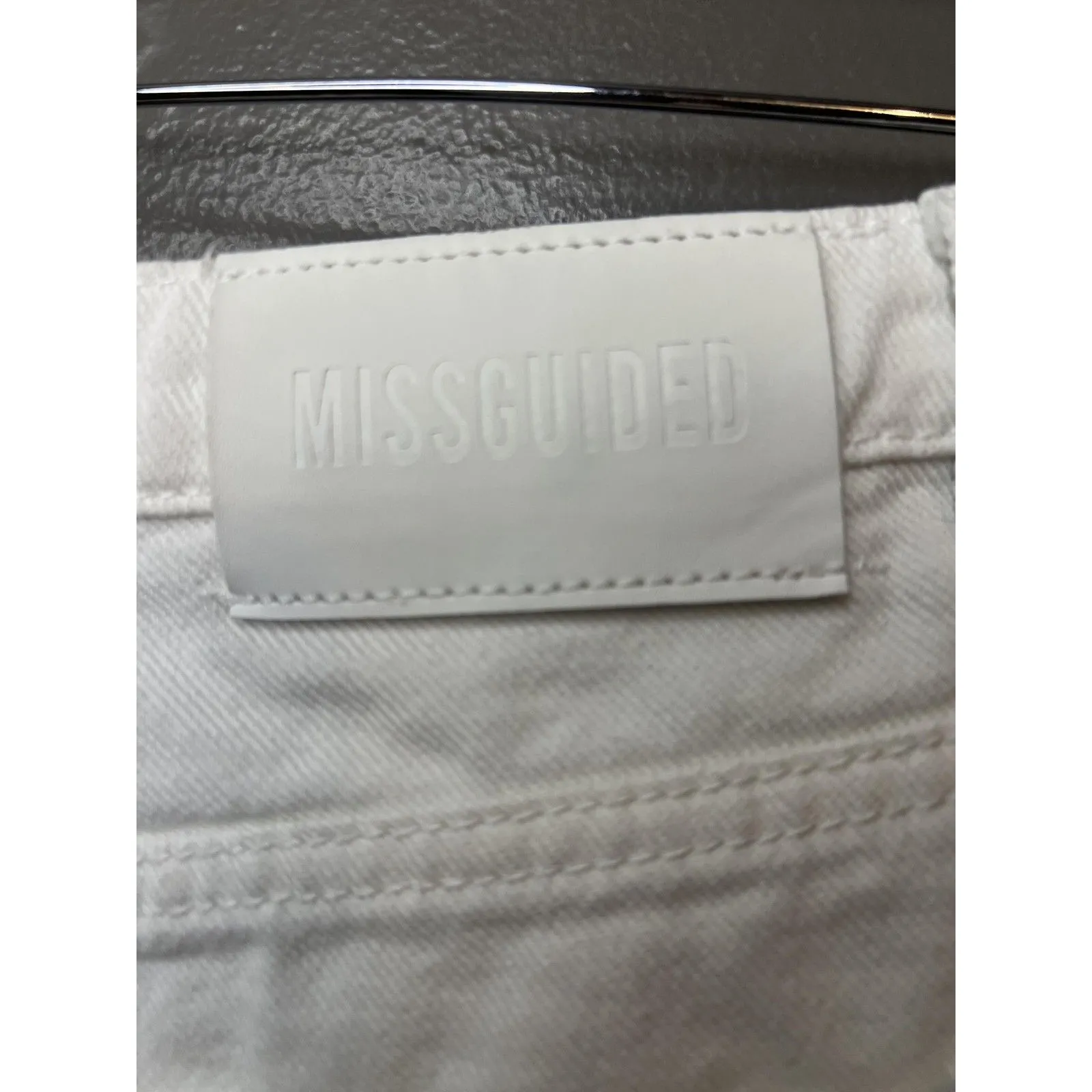 Missguided Shorts Womens 8 White High Rise Denim Cutoff Frayed Hem Cotton - Image 3