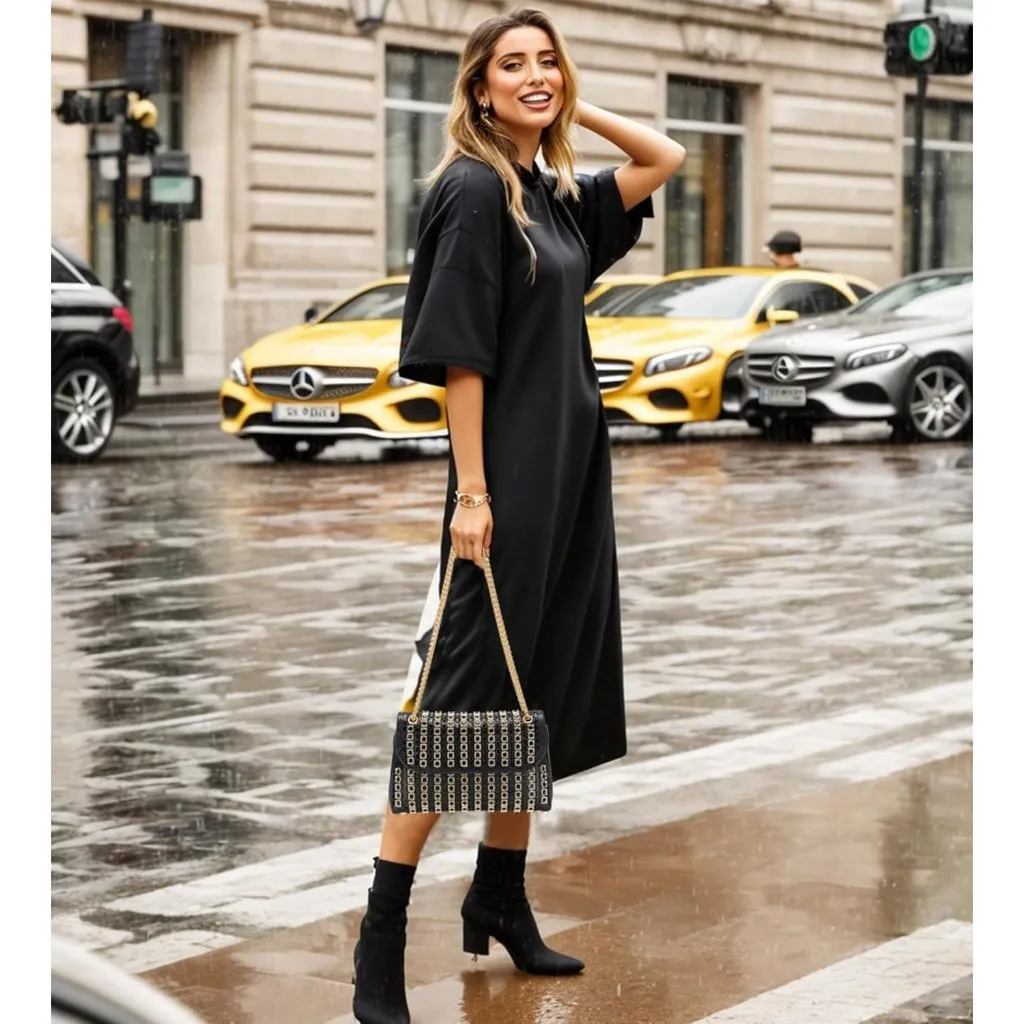 ⚡Women's Sparkly Rhinestones Chain Shoulder Cocktail Black Clutch Party Prom Bag - Image 6