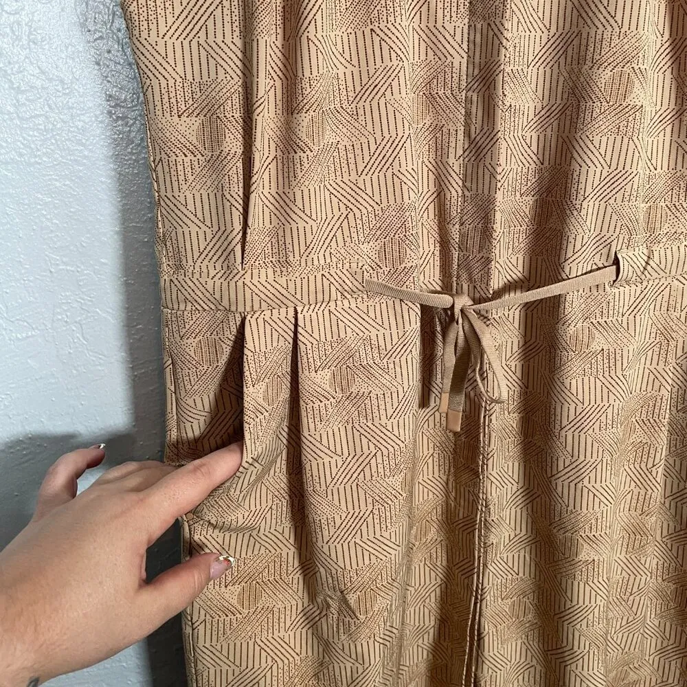 REI Women XS Tan Brown Print Sun Up Shirt Dress Button Front Pockets UPF 50 - Image 4