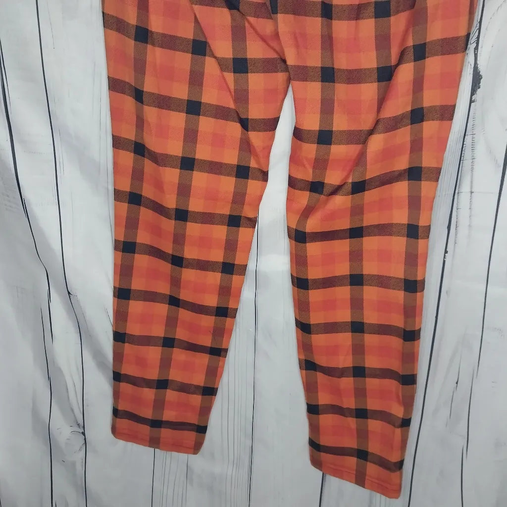 Hot Topic Orange and Black Plaid High Waisted Tapered Grunge Streetwear Pants - Image 8