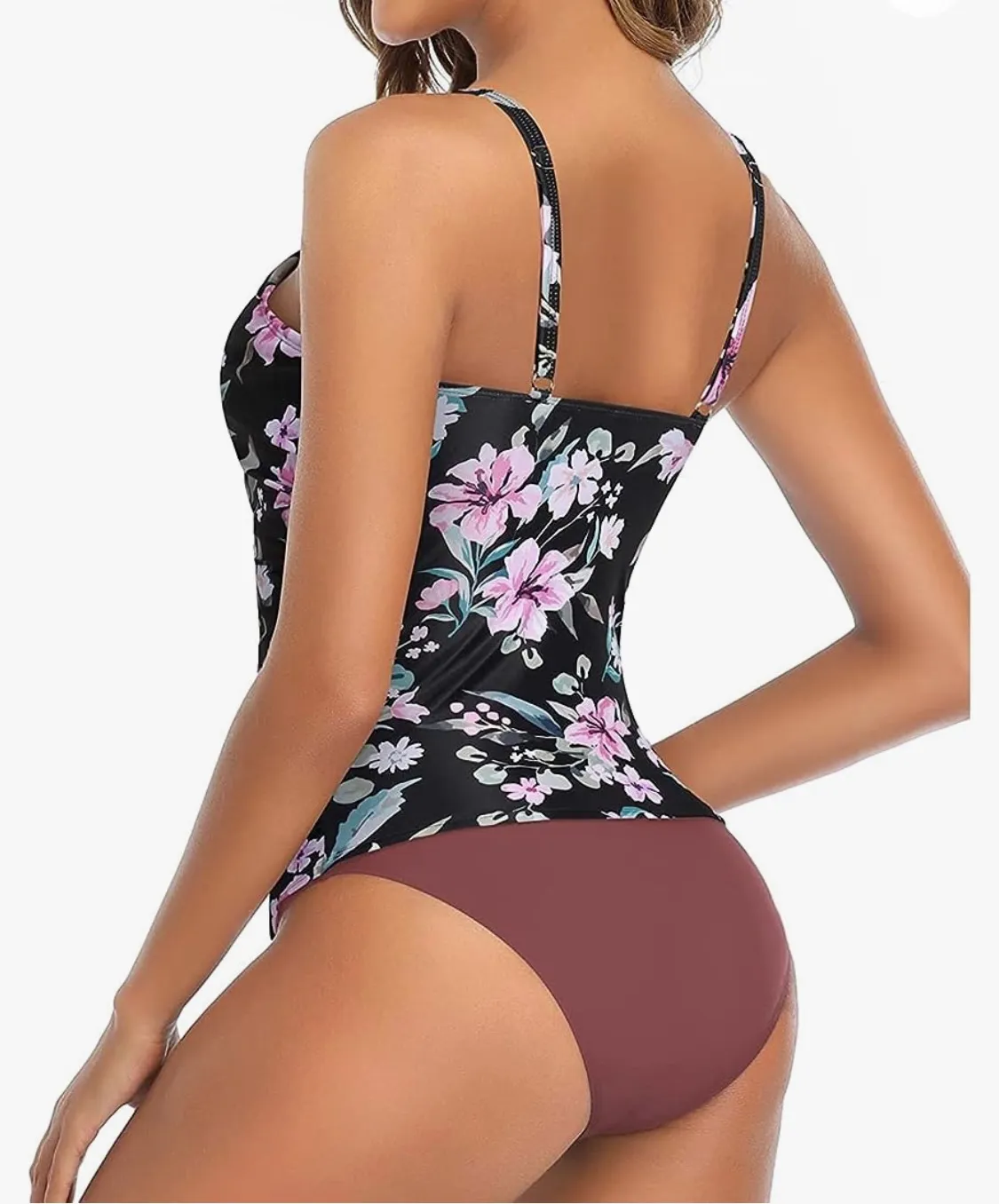 Two Piece Tankini Swimsuit for Women High Neck Ruched Tummy Control Top with Bottom Bathing Suits - Image 5