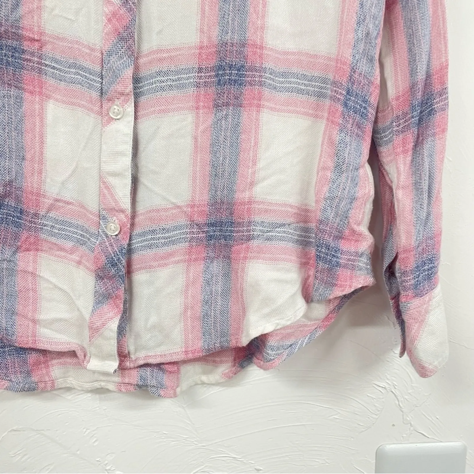 Rails Pink Blue & White Plaid Casual Button Down Shirt Blouse Womens S Hunter - Image 6