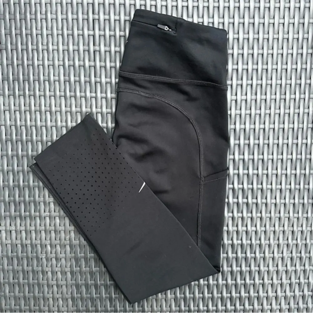 Nike Black Dri-Fit Leggings Small Cropped Pockets running yoga activewear lounge - Image 2