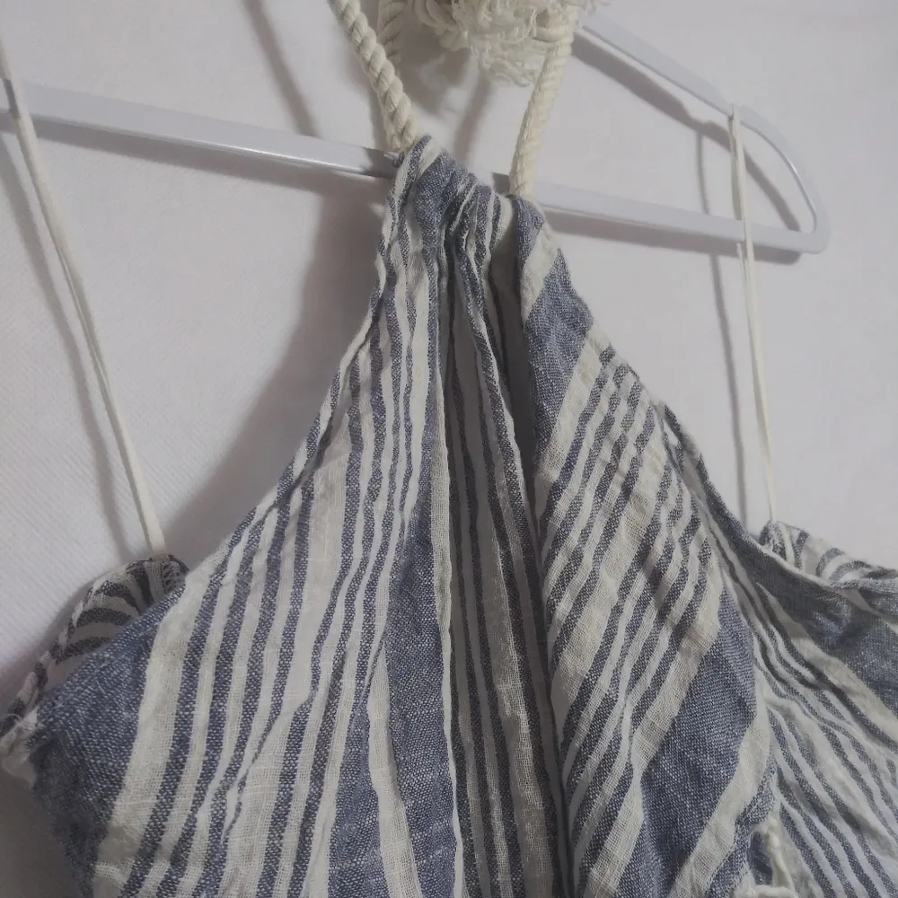 Aerie Blue Striped Halter Midi Backless Sun Dress Beach Nautical Size M - Image 5