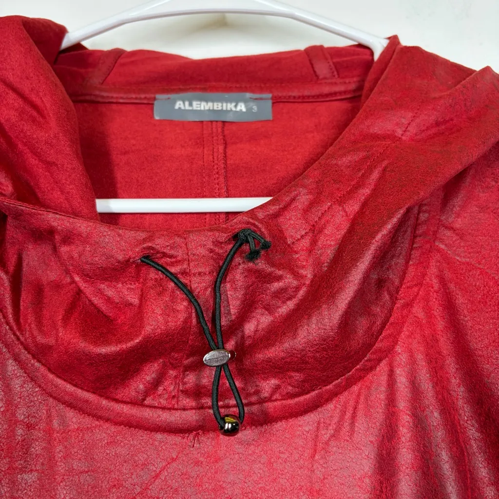 Alembika Red Faux Suede Hoodie Size 3 or US 10/12 - Image 8