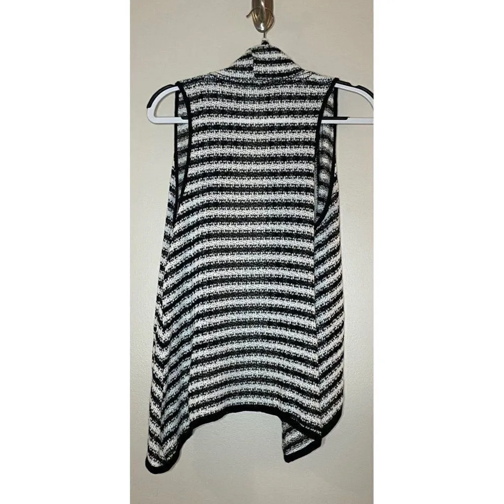 Mauve striped long line sleeveless cardigan sz L Black - Image 2
