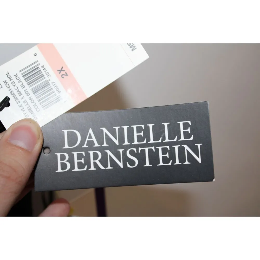 NWT Womens Danielle Bernstein Black Slip Dress Spaghetti Straps Fur Trim Size 2X - Image 6