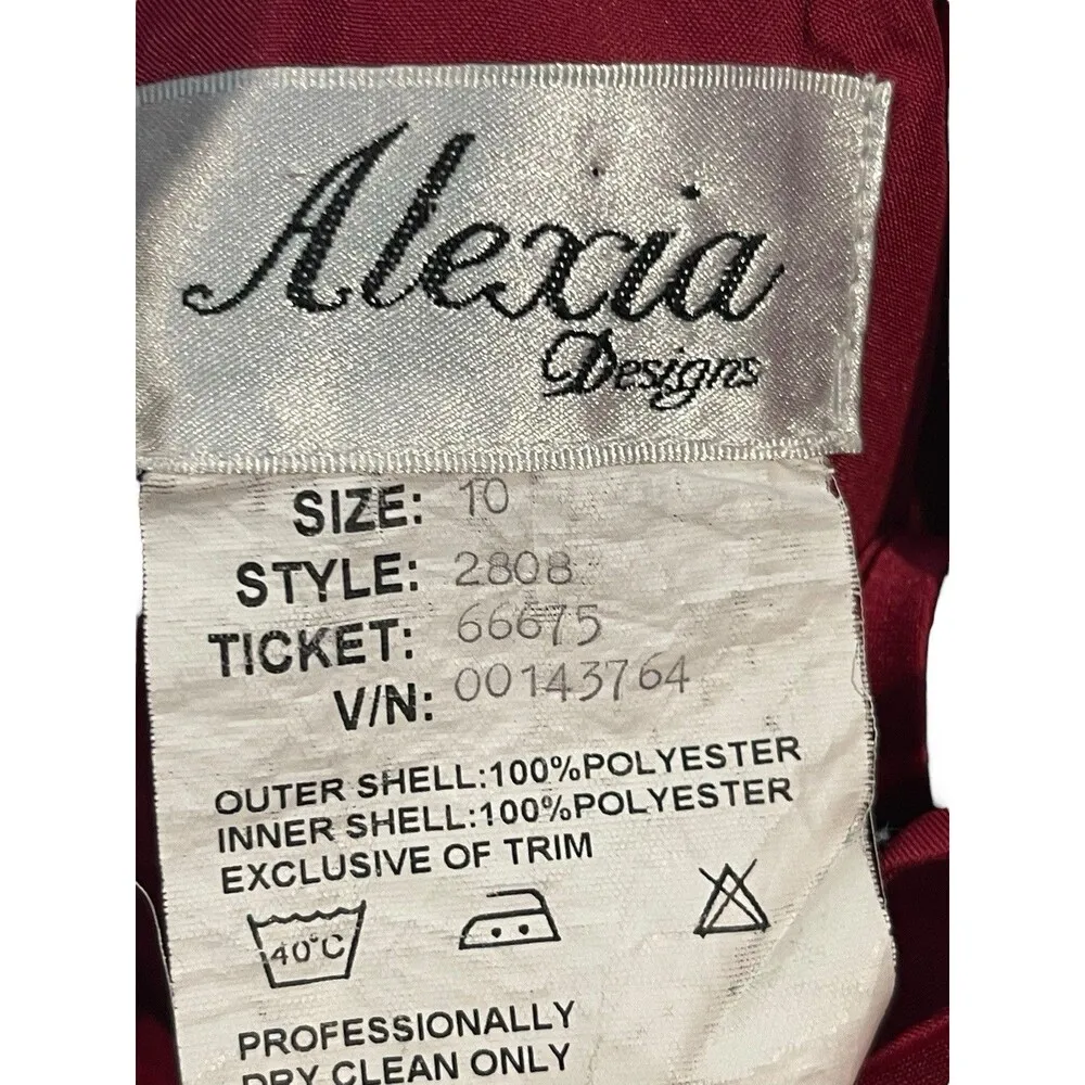 VTG Alexia Burgundy Black Lace Strapless Formal Maxi Dress 10 90s Whimsigoth Y2K - Image 13