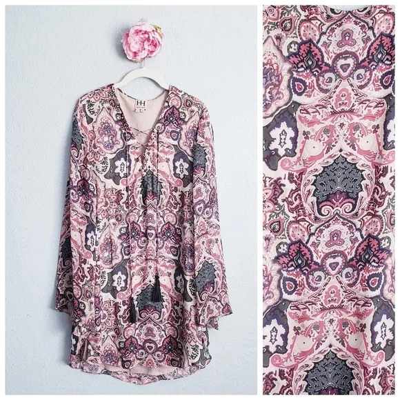 Haute Hippie Bohemian Paisley Silk Long Sleeve Dress - Image 2