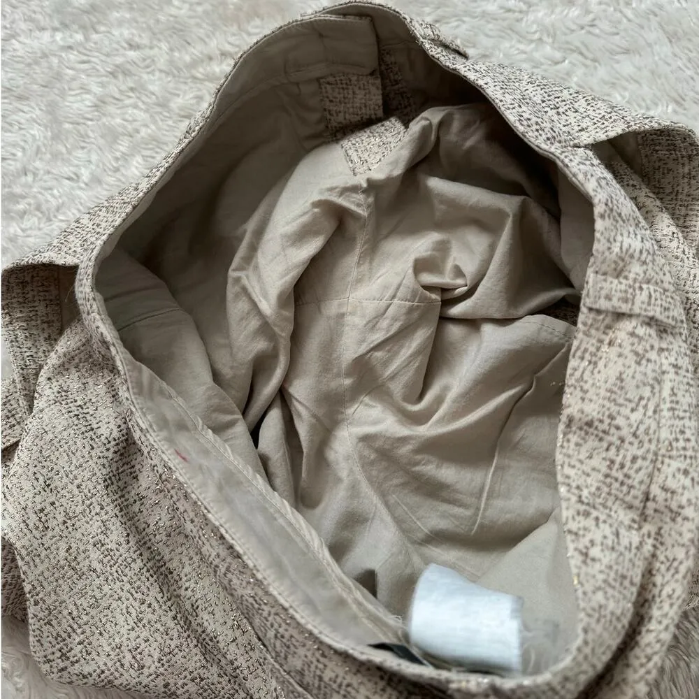 Max Mara Weekend 29" Metallic SIlver Gold Tweed Linen Lined Shorts Size M - Image 11