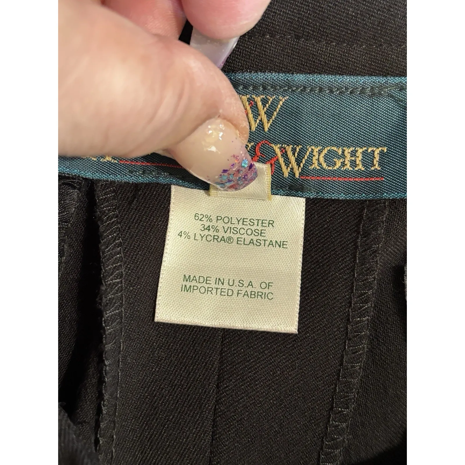 H & W Straight Black Trouser Pants NWT‎ Mid Rise Zip/Slide Hooks Pockets Size 12 - Image 6