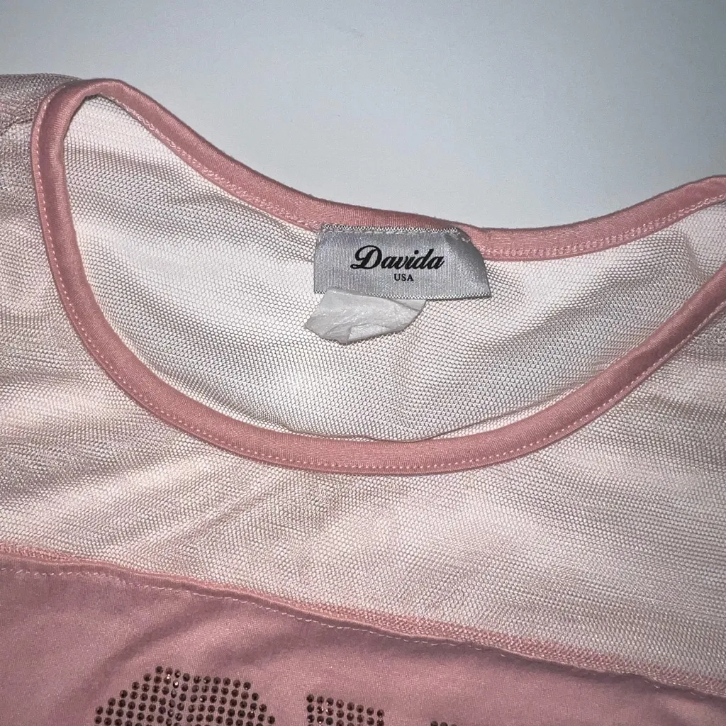 Chic Pink and White 'LOVE' Graphic Tee Size L - Image 4