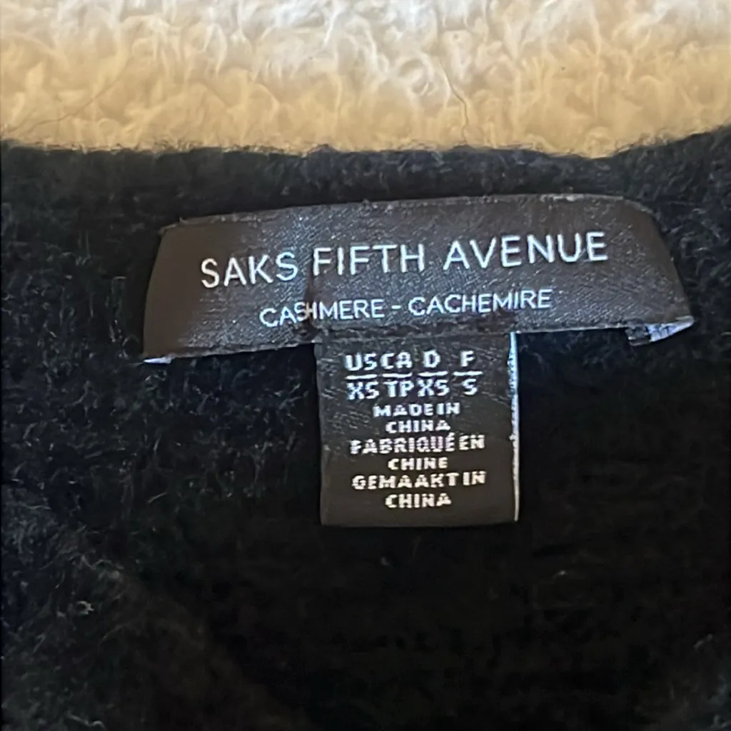 Saks Fifth Avenue‎ 100% Cashmere Asymmetrical Hem Sweater Black Size XS - Image 5