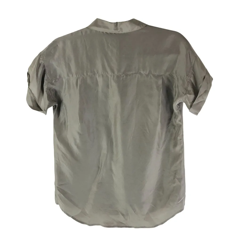 Everlane Womens Blouse Top Silk Button Down Pocket Lightweight Gray XS - Image 2