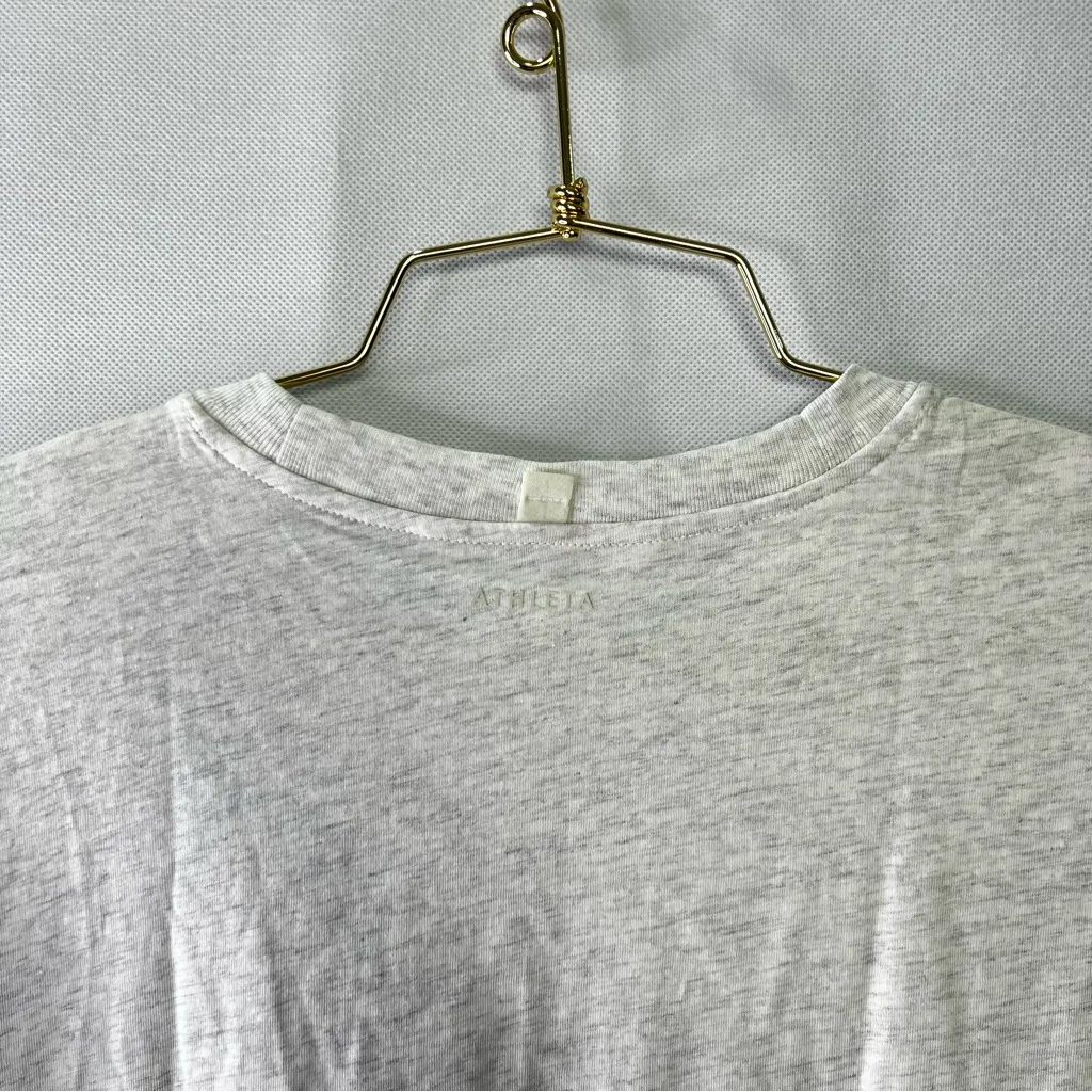 Athleta True Cotton Crop Tee Heather Gray Cream Crewneck Size XS Short Sleeve - Image 4