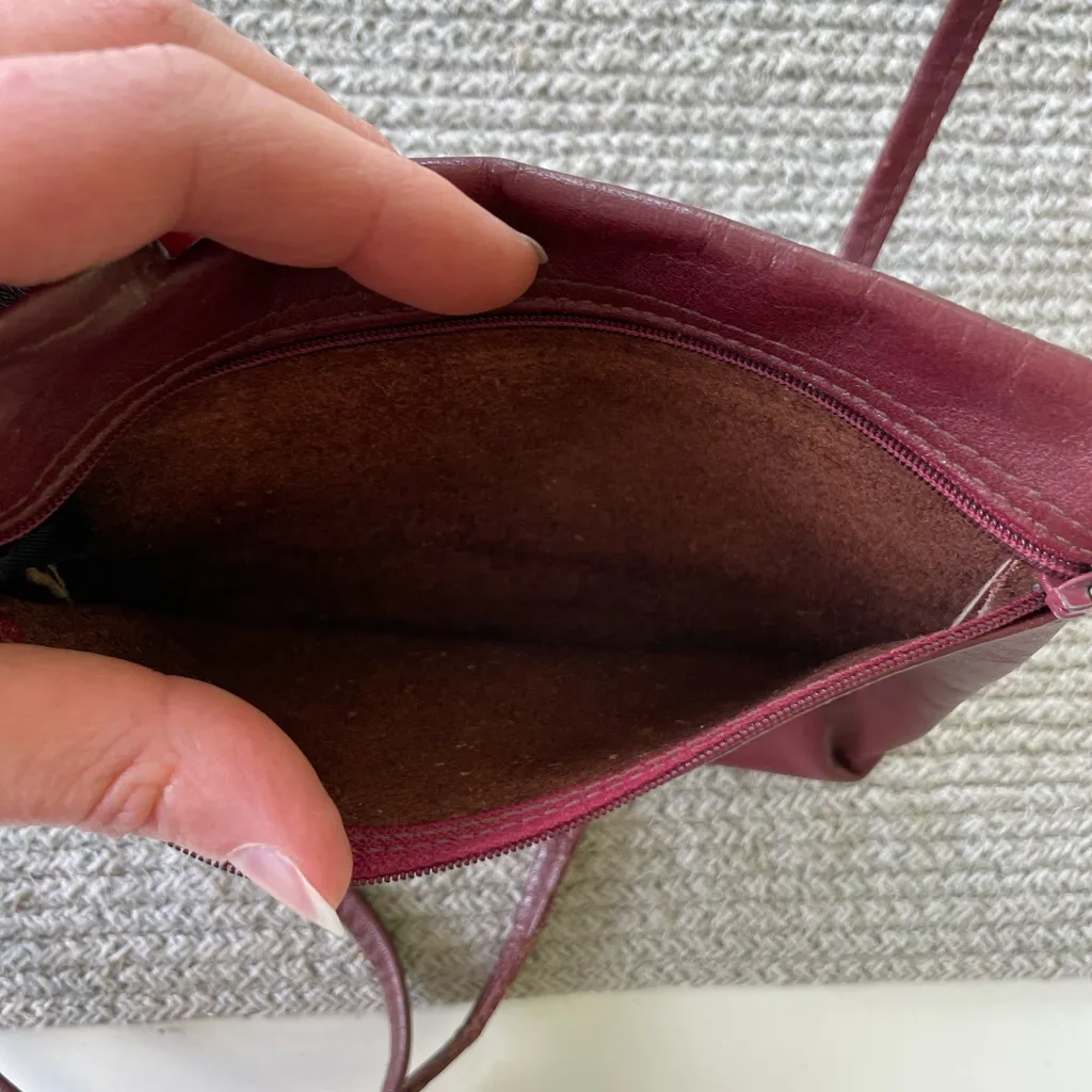 Vintage Oxblood Dark Red Burgundy Genuine Leather Crossbody Mini Bag - Image 4