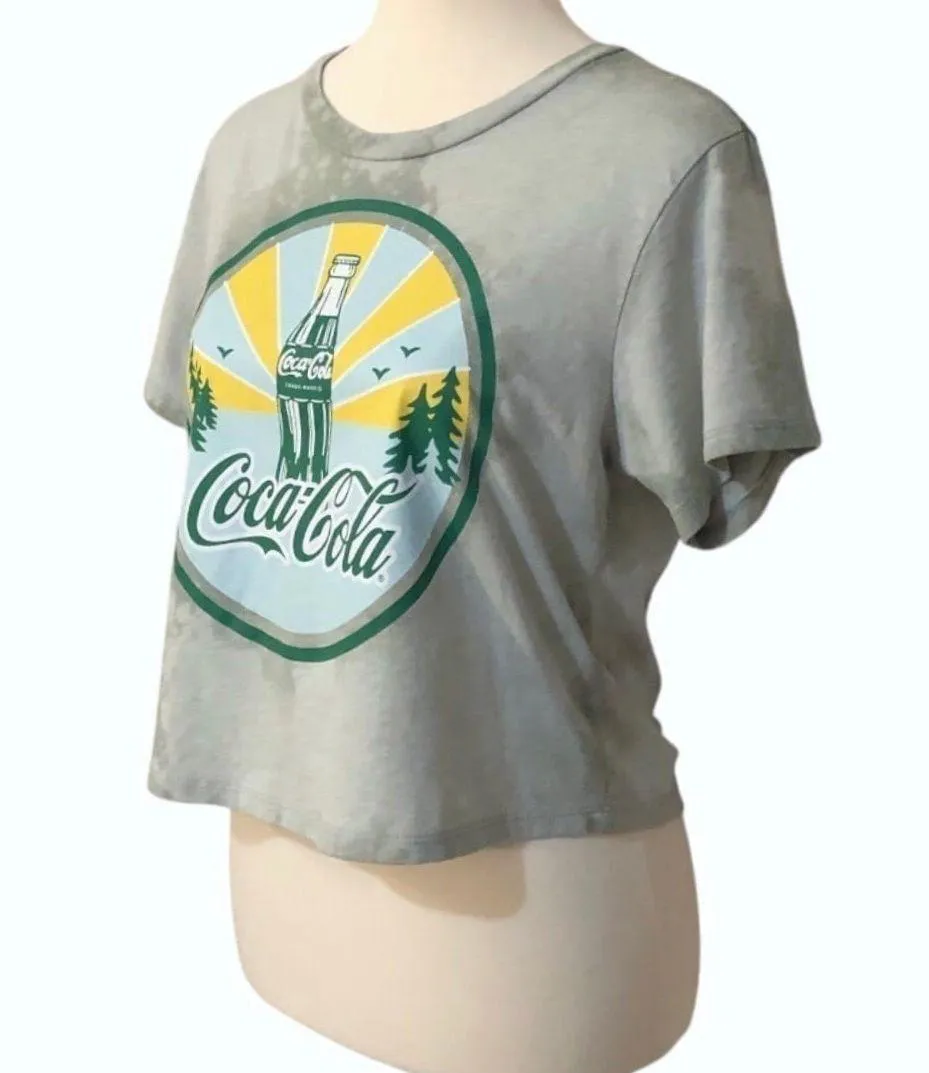 Coca-Cola Custom Made Green Tie Dye Short Sleeve Crop Top  •Size Small - Image 2