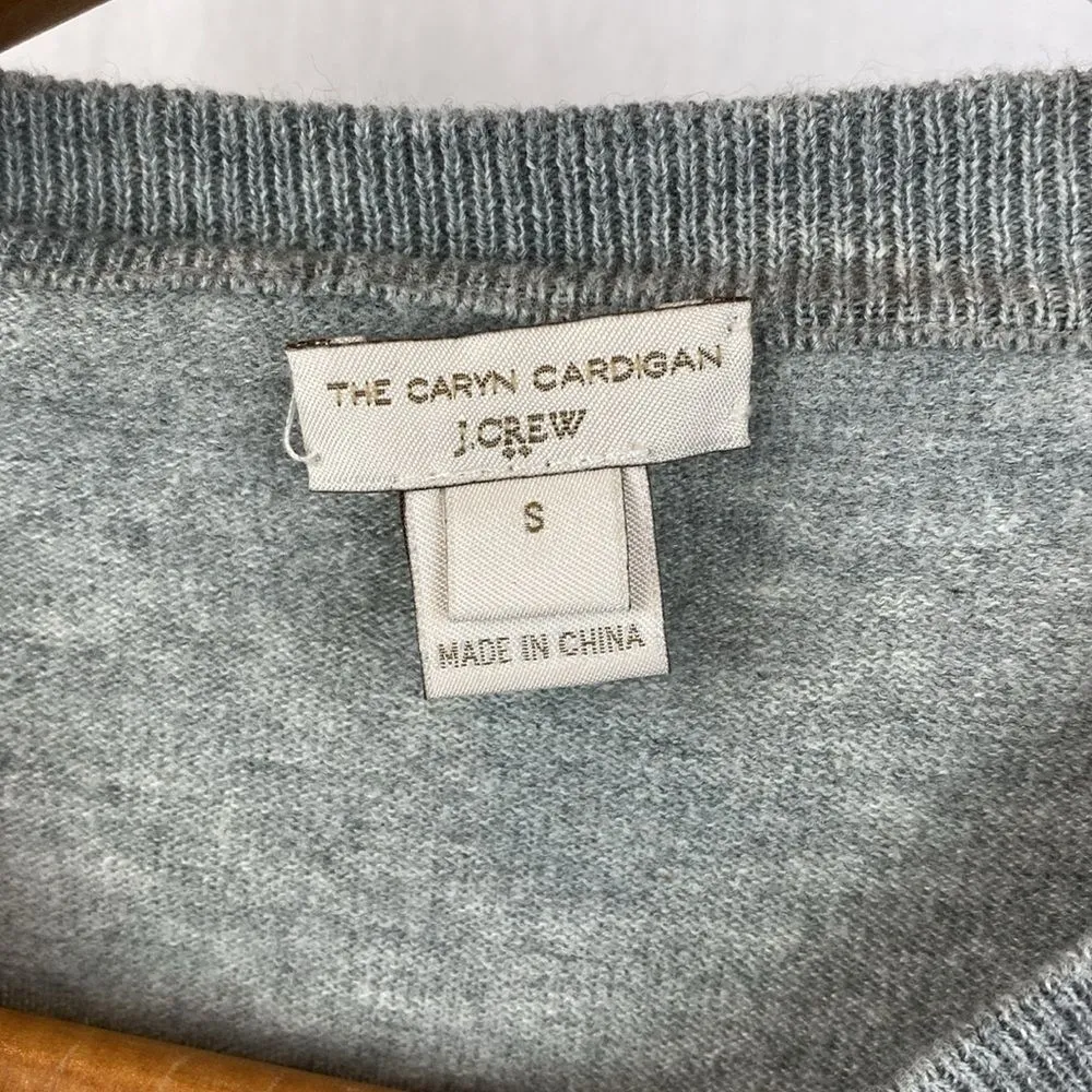 J Crew 100% Cotton Gray Caryn Button Front Long Sleeve Cardigan Sweater S - Image 4
