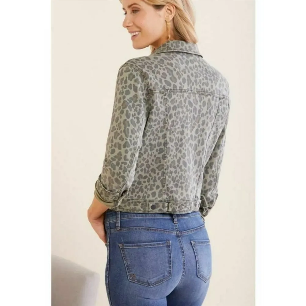 Anthropologie Level 99 Ranger Leopard Print Denim Jacket Size S - Image 2