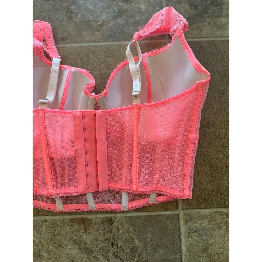 Victoria’s Secret Dream Angels Lace Cap-Sleeve Corset Top Neon Nectar Size S-DD - Image 11