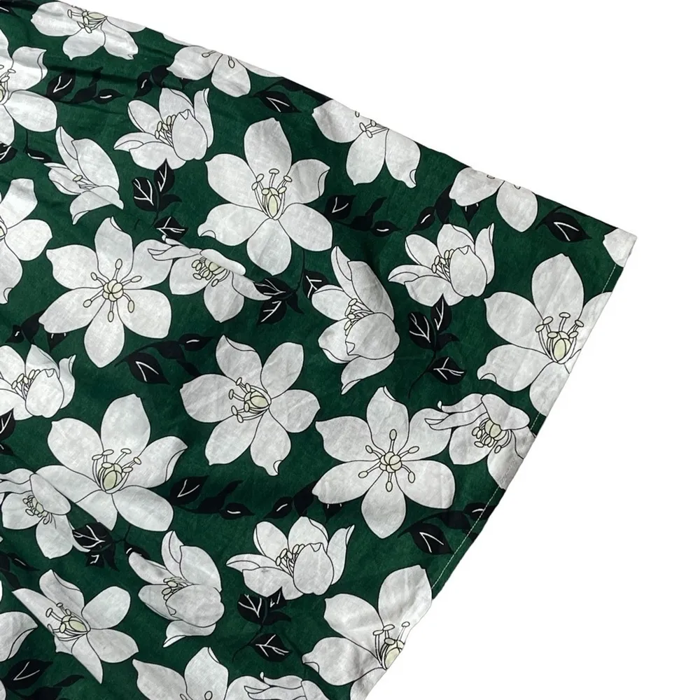 J.O.A. Anthropologie Green Lawn Party Midi Dress Linen/Cotton Blend M - Image 6