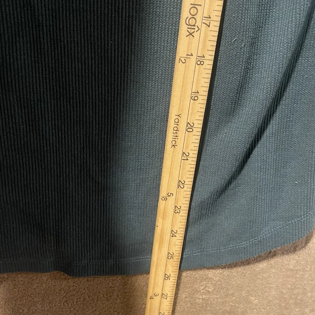 Eddie Bauer Shirt Womens Medium Henley Blue Waffle Knit Long Sleeve Thermal - Image 6