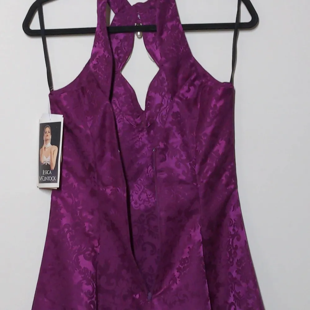 VTG Jessica McClintock Gunne Sax Fit & Flare Dress Damask Purple Juniors 7/8 New - Image 1
