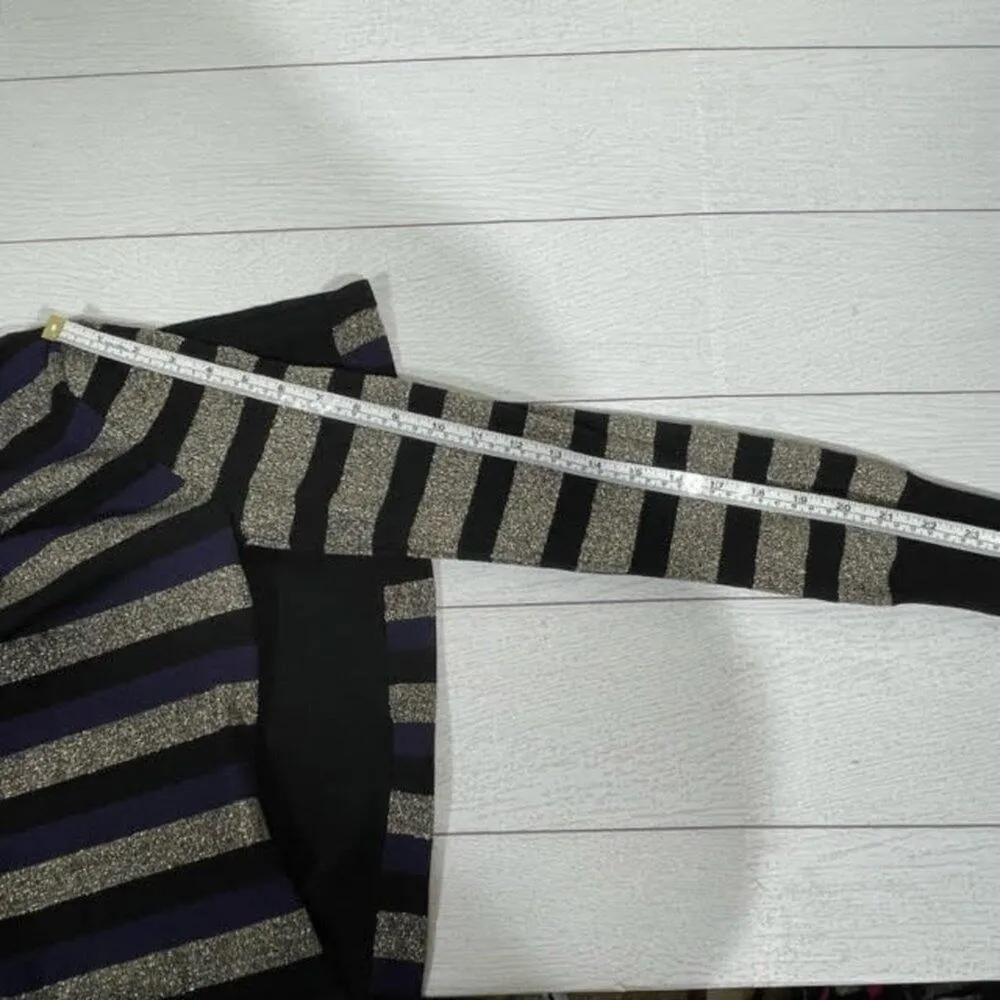 Eliza J. Gray Blue Black Glitter Stripe Sweater Bodycon Dress Size Medium - Image 8