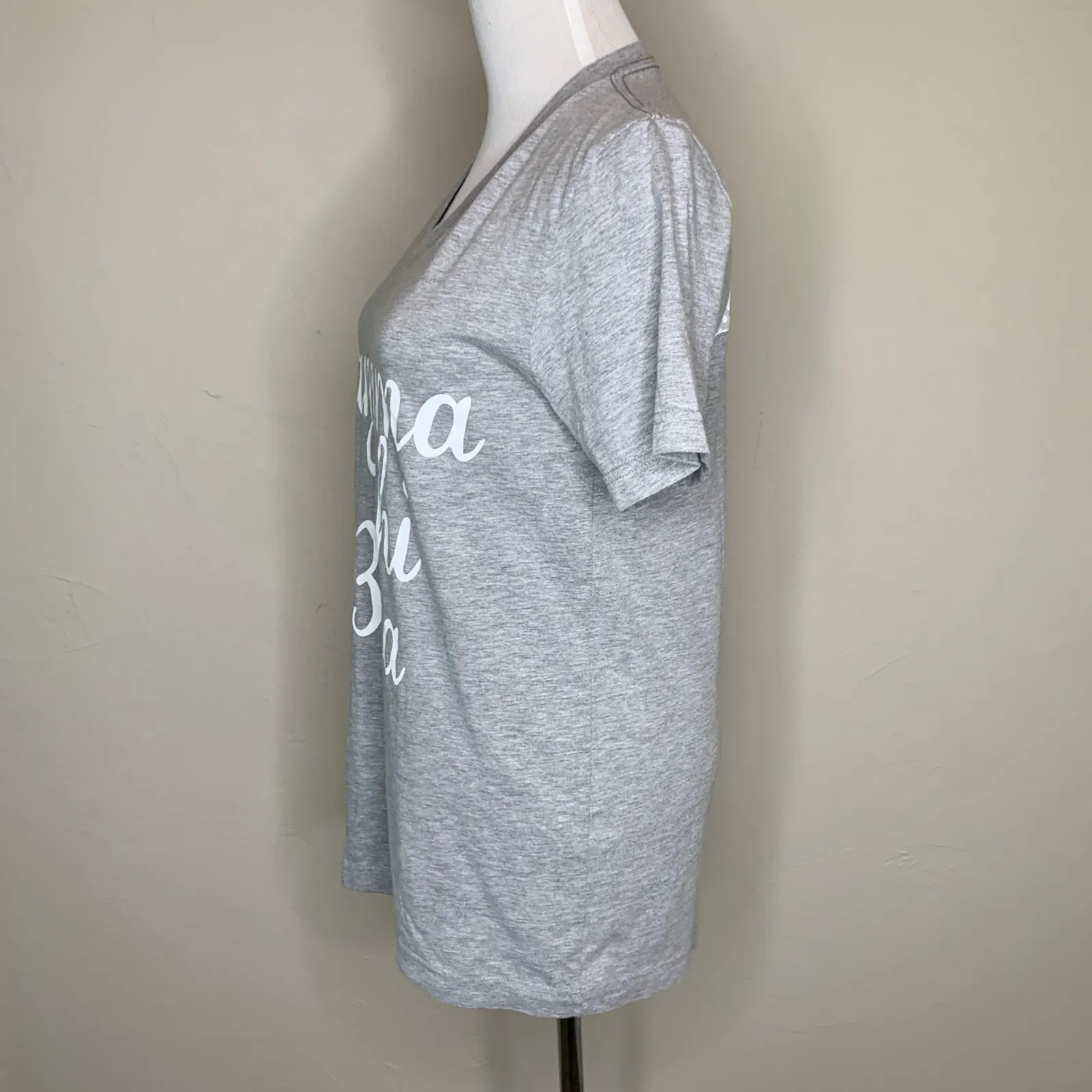 Gray Gamma Phi Beta V Neck Tshirt Small - Image 3
